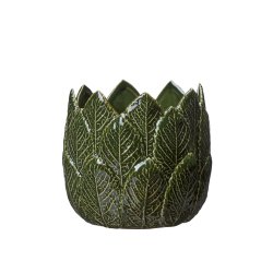 Kruka Nea grön keramik med kåblad Wikholm Form