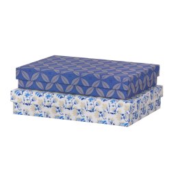 Förvaringsask A4 Box kartong blå mönster Bungalow dk Marigold Indigo