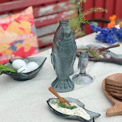 Ljusstake Pisca i form av en fisk blå glas Miljögården
