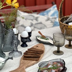 Ljusstake Pisca i form av en fisk blå glas Miljögården