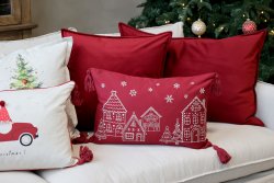 Kuddfodral Hus cherryröd 35x50 cm julkudde Chic Antique