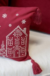 Kuddfodral Hus cherryröd 35x50 cm julkudde Chic Antique