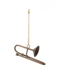 Julgransdekoration hängande trumpet i antik mässing Speedtsberg