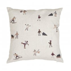 Kuddfodral Winterday skidåkare beige Fondaco