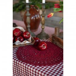 Duk Freja smårutig röd 140x300 cm Fondaco