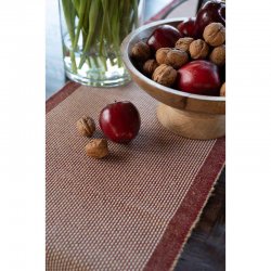 Löpare Tore röd jute/bomull med röd rand 35x90 cm Fondaco