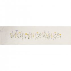 Vit bordslöpare med broderade blommor 40x160 cm Speedtsberg