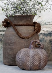 Dekorationspumpa brun/antik mocca mönster polyresin Chic Antique