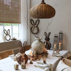 Stående kanin i flätad pil påskdekoration utomhus/inomhus Chic Antique