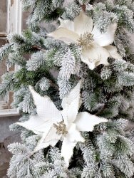 Julgransdekoration vit blomma med clips Chic Antique