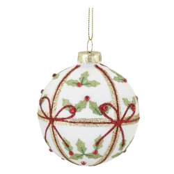 Julgranskula vit glas med rosett från Chic Antique