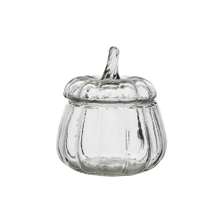Glasburk pumpa pumpkin med lock klarglas Affari