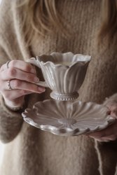 Mugg Blomstra vit, cloud, sand keramik blomblad från Majas Cottage