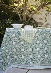 Rund duk Tangier Pomegranate Green Chamois