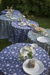 Rund duk Indian Rose Dusty Blue ljusblå Chamois
