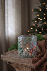 Ljuslykta A Christmas Saga i krackelerat glas från Majas Cottage