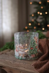Ljuslykta A Christmas Saga i krackelerat glas från Majas Cottage