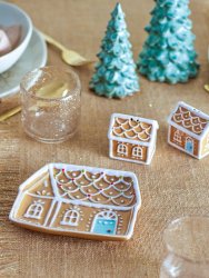 Fat pepparkakshus keramik brun/vit Bloomingville