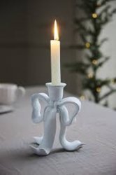 Ljusstake Serafina rosett vit med glitter Lene Bjerre