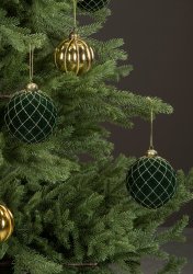 Julgranskula grön sammet med guldränder från A lot decoration