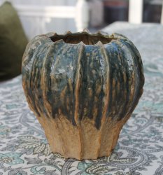 kruka keramik grön gul Speedtsberg