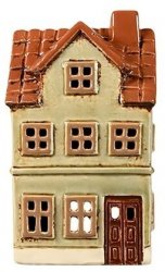 Ljushus i beige/grön keramik spröjsade fönster Det gamle apotek