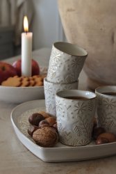 Glöggmugg Winterheart vit keramik reaktiv glasyr Majas Cottage