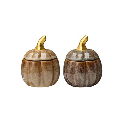 Pumpa burk med lock i brun keramik Wikholm Form