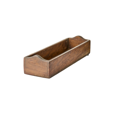 Vintage trälåda Treasure brun avlång förvaringslåda Affari of Sweden