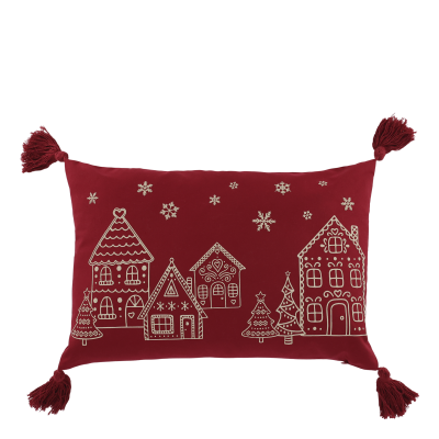 Kuddfodral Hus cherryröd 35x50 cm julkudde Chic Antique