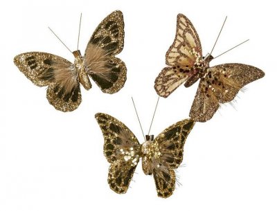Julgranspynt fjärilar med clips glitter Speedtsberg