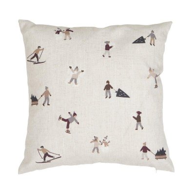 Kuddfodral Winterday skidåkare beige Fondaco