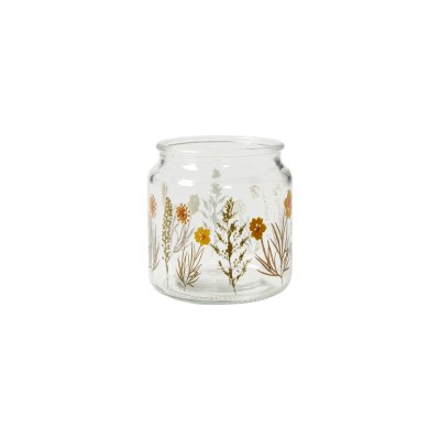 Ljuslykta i glas med blommönster från Speedtsberg