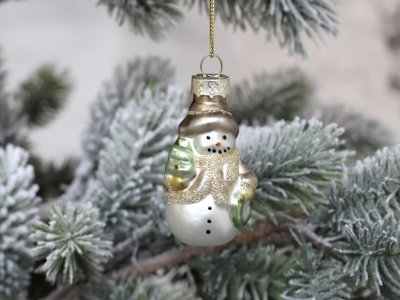 hängande snögubbe glas till julgran från Chic Antique