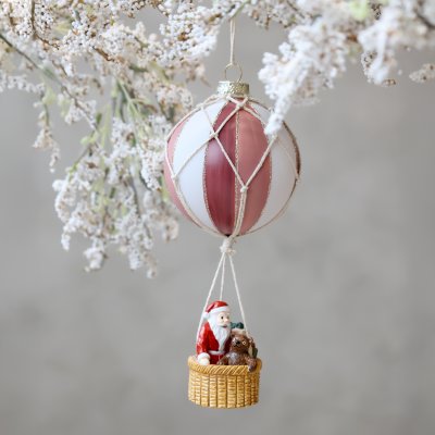 Luftballong med korg med tomte juldekoration Chic Antique