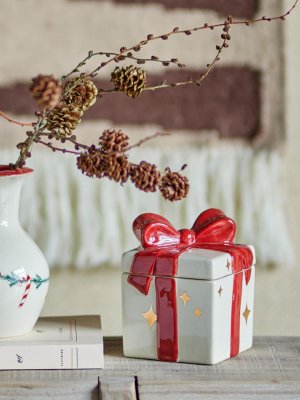 Keramikburk ask med lock Jolly julklapp Bloomingville