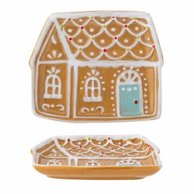 Fat pepparkakshus keramik brun/vit Bloomingville