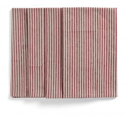 servett stripe red/nature röd natur julservett chamois